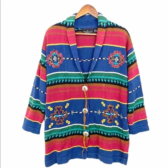 Vintage Carole Little Embellished Chunky Knit Western Blazer - Picture 1 of 8